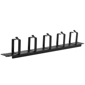 Cmple - 1U Horizontal 19-Inch Rack Mount Cable Manager with 5-D Rings, Steel Rack Mount Cable Management Panel for 19” Racks or Cabinets - Black