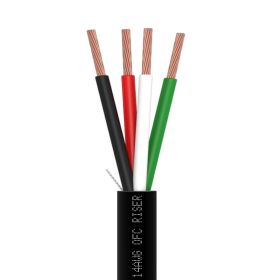 Speaker Wire 14AWG 4C 500ft Black | CL3R, OFC | Bare Copper