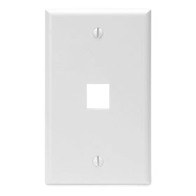 Cmple - 1 Port Keystone Wall Plate Single-Gang Wall Plate with Standard Size Ethernet Wall Plate Keystone Jack Insert - White