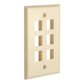 Cmple - 6 Port Keystone Wall Plate Single-Gang Wall Plate with Standard Size Ethernet Wall Plate Keystone Jack Insert - Ivory