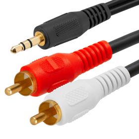 Cmple - 3.5amm Male Stereo to 2 Male RCA Audio Adapter Cable - 25 Feet