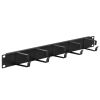 Cmple - 1U Horizontal 19-Inch Rack Mount Cable Manager with 5-D Rings, Steel Rack Mount Cable Management Panel for 19” Racks or Cabinets - Black