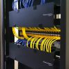 Wavenet – 1U 19" Single‐Sided Horizontal Cable Manager - Plastic Finger Duct with Cover for 2‐Post and 4‐Post Server Racks, Metal – Black