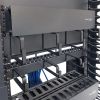 Wavenet – 1U 19" Cable Management Panel, 4 D-Ring Cable Manager Organizer for Bracket, Cabinet, or Rack Mountable, Steel – Black