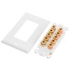 Cmple - Speaker Wall Plate (Banana Plug Wall Plate) Speaker Wire Wallplate for 5 Speakers - White Decora Style
