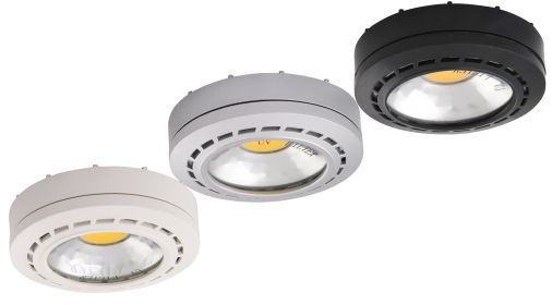 3 lights plastic engine LED puck light 12V with plug in driver. Linkable. 9” extension cord and quick connectors and 3 level touch dimmer included