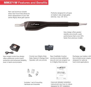Mighty Mule MM371W Automatic Gate Opener, Smart and Solar Ready, Includes Gate Opener Remote and More-Up
