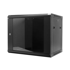 Cmple – 9U Wall Mount Cabinet with Glass Door, Lockable, 16" Deep for Network Data Computer Equipment, 132lbs Maximum Static Load, Unassembled, Steel