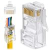 100 Piece - RJ45 Cat5 Cat5e Cat6  Pass-Through one-Piece Ethernet Network & Internet Connector RJ45 Plugs for IP Camera, CCTV and Security Installatio
